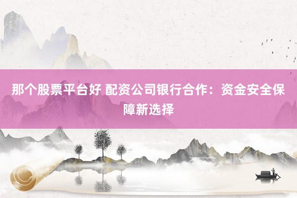 那个股票平台好 配资公司银行合作：资金安全保障新选择