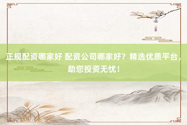 正规配资哪家好 配资公司哪家好？精选优质平台，助您投资无忧！