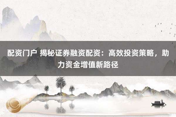 配资门户 揭秘证券融资配资：高效投资策略，助力资金增值新路径
