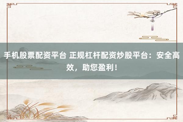 手机股票配资平台 正规杠杆配资炒股平台：安全高效，助您盈利！