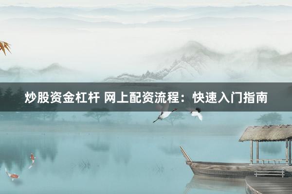 炒股资金杠杆 网上配资流程：快速入门指南