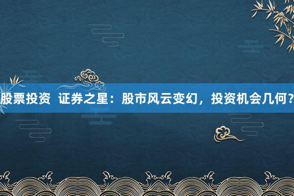 股票投资  证券之星：股市风云变幻，投资机会几何？