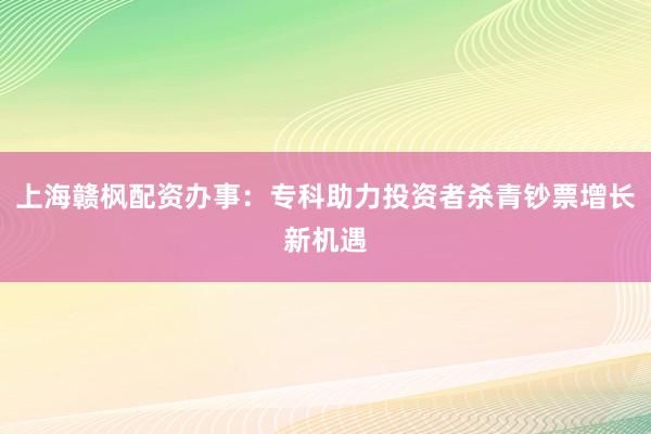 上海赣枫配资办事：专科助力投资者杀青钞票增长新机遇
