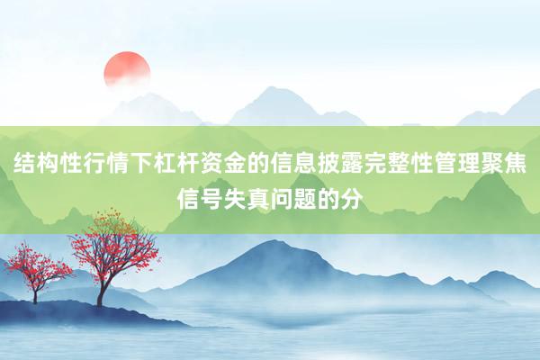 结构性行情下杠杆资金的信息披露完整性管理聚焦信号失真问题的分