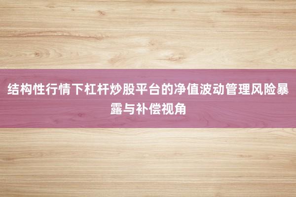 结构性行情下杠杆炒股平台的净值波动管理风险暴露与补偿视角
