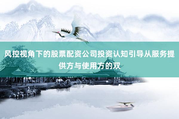 风控视角下的股票配资公司投资认知引导从服务提供方与使用方的双