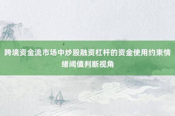 跨境资金流市场中炒股融资杠杆的资金使用约束情绪阈值判断视角