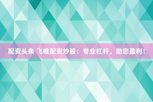 配资头条 飞唯配资炒股：专业杠杆，助您盈利！