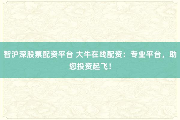 智沪深股票配资平台 大牛在线配资：专业平台，助您投资起飞！
